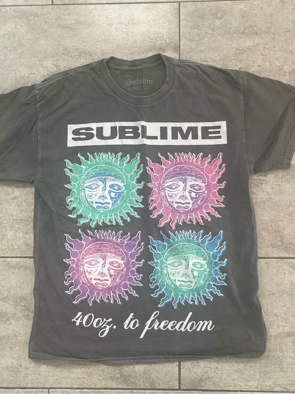 Women’s Vintage distressed Charcoal Sublime Graphic Tee - 40oz. to Freedom